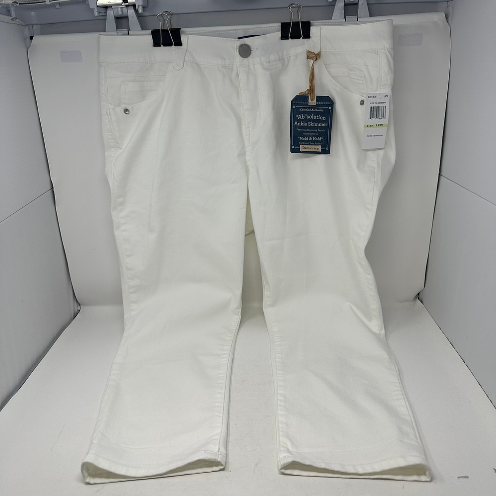 Democracy Pants Womens 18W White Absolution Ankle Skimmer WZS11760W Stretch